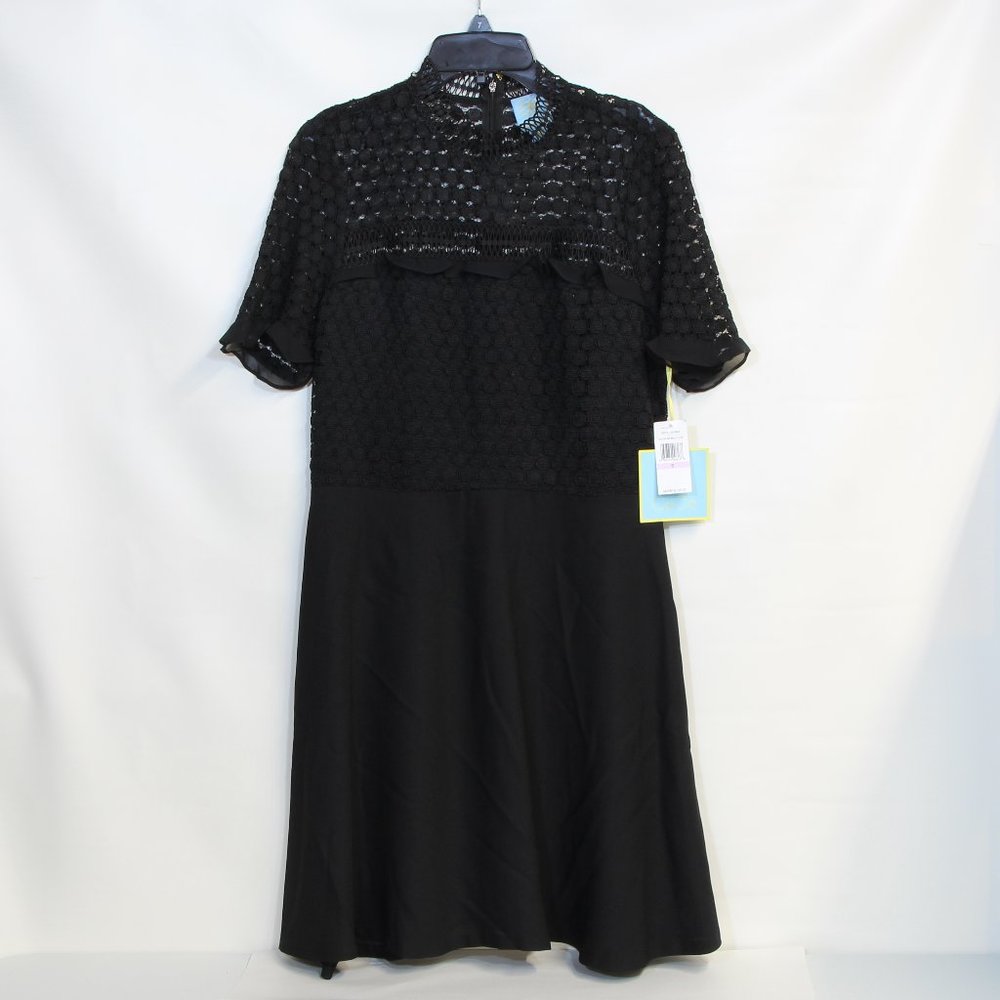 Cece Lilian Women’s Rich Black Lace Top Short Sleeve Mini Cocktail Dress NWT